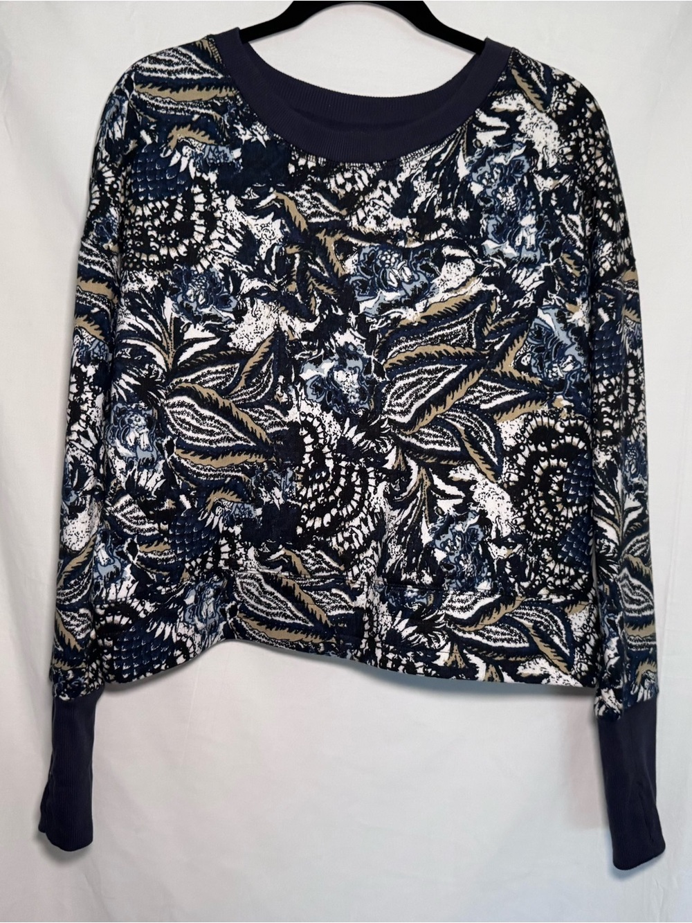 Joie Abstract Floral Paisley Cropped Sweatshirt Size L BohoChic